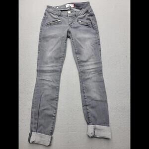 Cabi Women Jeans 0 Gray Skinny Light Wash Cotton Blend Low Stone Washed